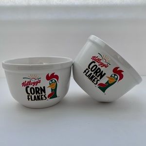Set of 2 Kellogg's Corn Flakes Vintage 1999 Cereal Bowls 5”x3.5”